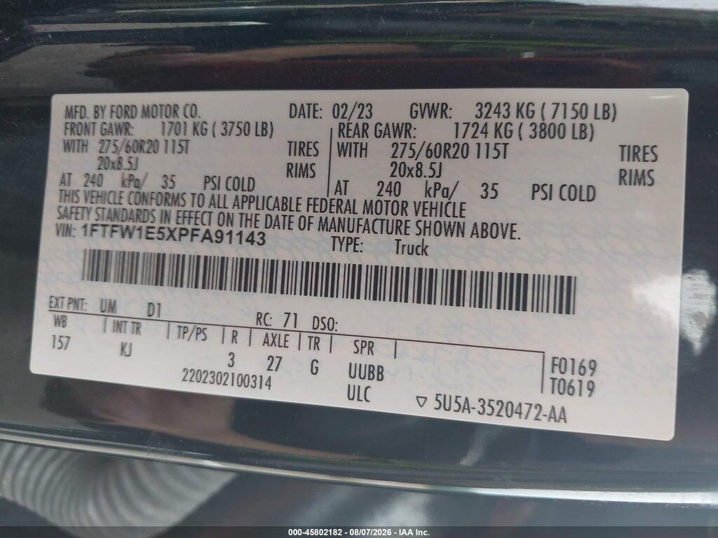 1FTFW1E5XPFA91143 2023 FORD F-150 photo no. 9