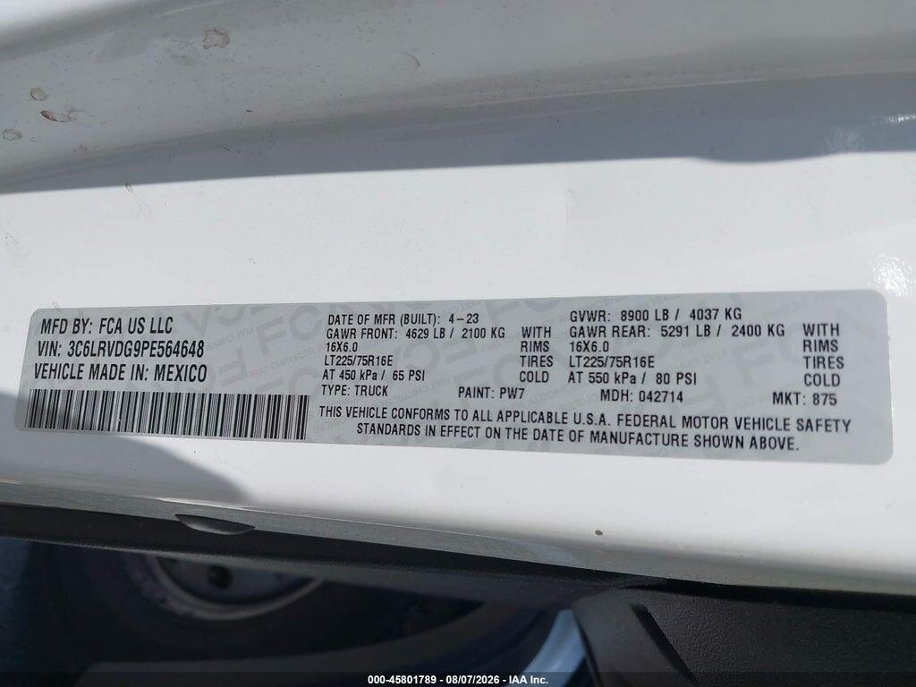 3C6LRVDG9PE564648 2023 RAM PROMASTER 2500 photo no. 9