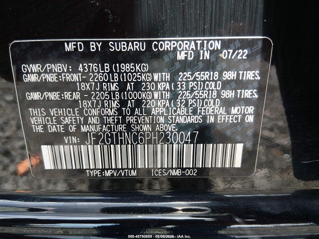 JF2GTHNC6PH230047 2023 SUBARU CROSSTREK photo no. 9