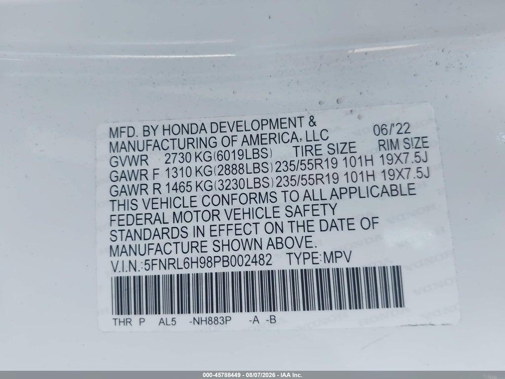 5FNRL6H98PB002482 2023 HONDA ODYSSEY photo no. 9