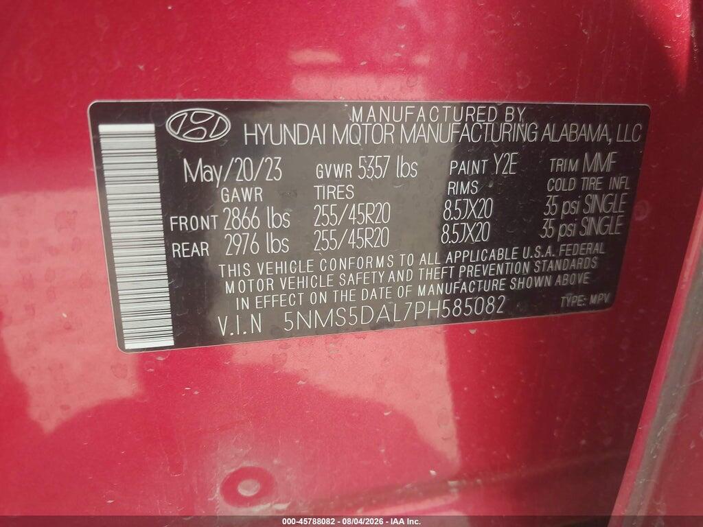5NMS5DAL7PH585082 2023 HYUNDAI SANTA FE photo no. 9