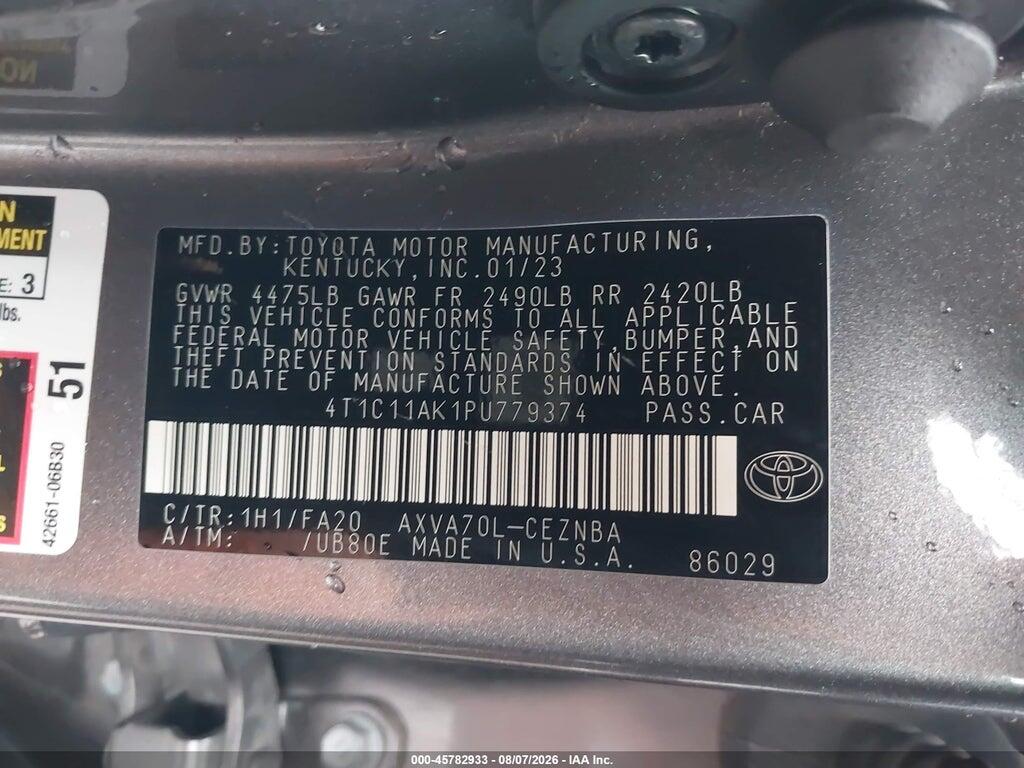 4T1C11AK1PU779374 2023 TOYOTA CAMRY photo no. 9
