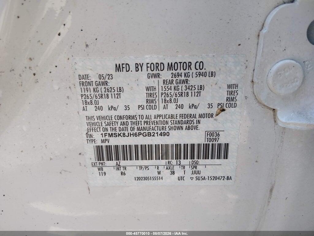 1FMSK8JH6PGB21490 2023 FORD EXPLORER photo no. 9