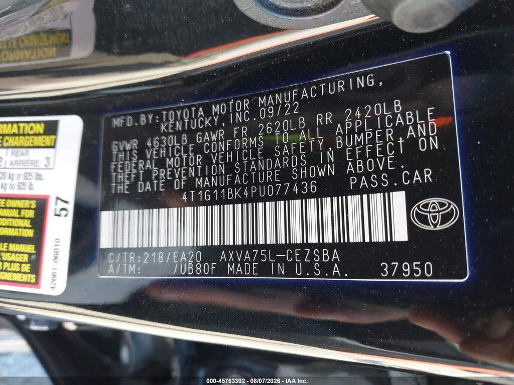 4T1G11BK4PU077436 2023 TOYOTA CAMRY photo no. 9