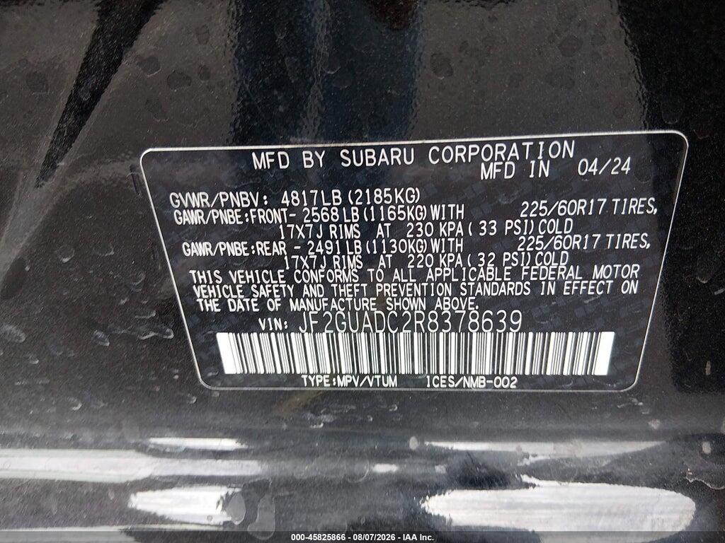 JF2GUADC2R8378639 2024 SUBARU CROSSTREK photo no. 9