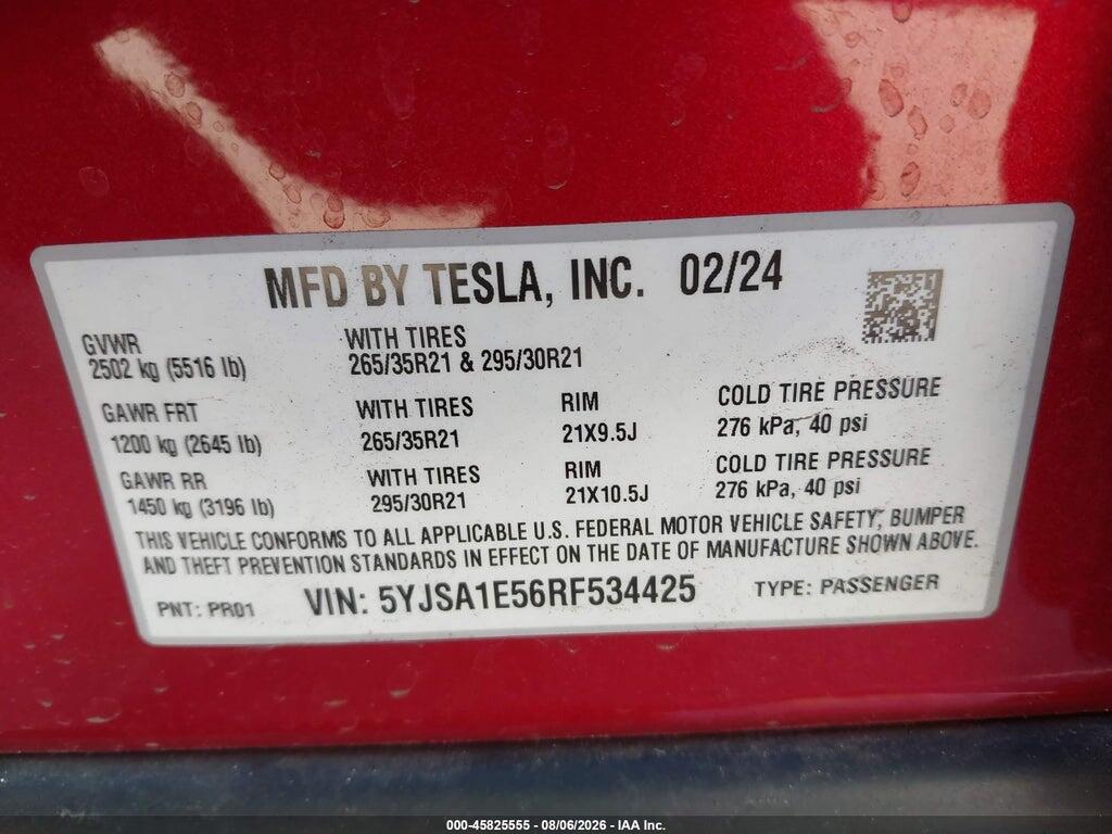 5YJSA1E56RF534425 2024 TESLA MODEL S photo no. 9