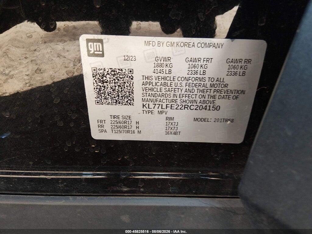 KL77LFE22RC204150 2024 CHEVROLET TRAX photo no. 9