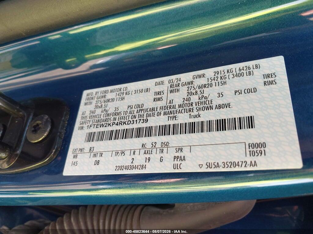 1FTEW2KP4RKD31739 2024 FORD F-150 photo no. 9