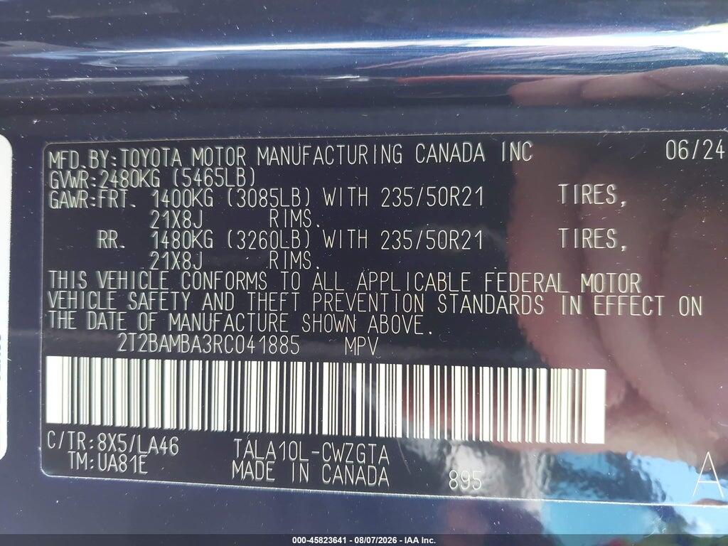2T2BAMBA3RC041885 2024 LEXUS RX 350 photo no. 9
