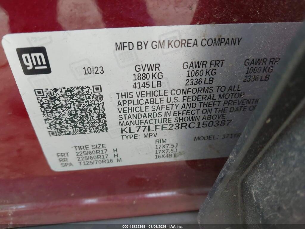 KL77LFE23RC150387 2024 CHEVROLET TRAX photo no. 9