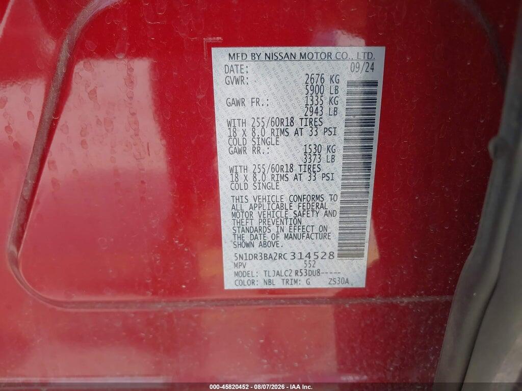 5N1DR3BA2RC314528 2024 NISSAN PATHFINDER photo no. 9