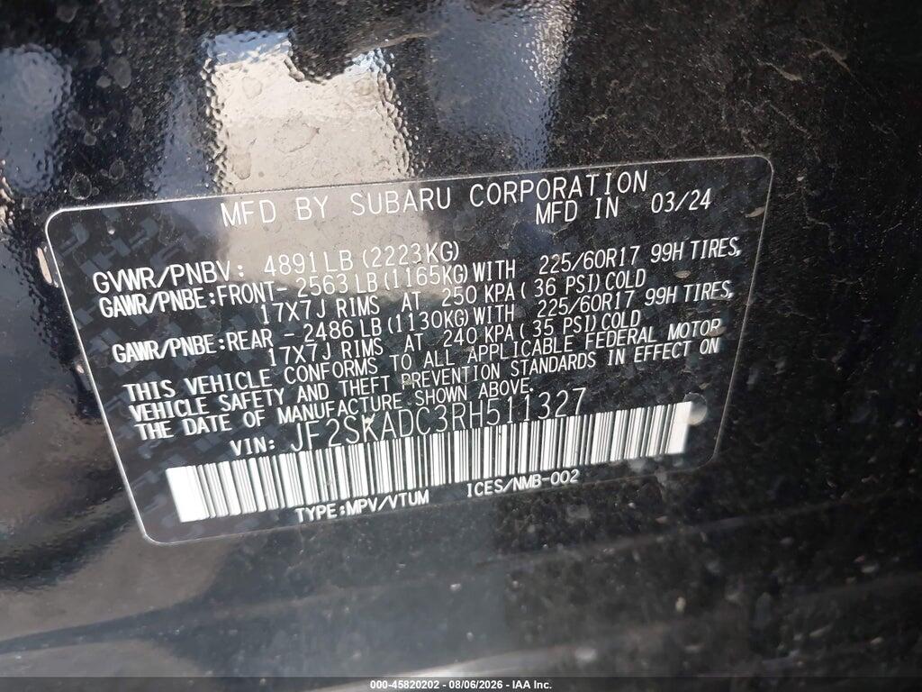 JF2SKADC3RH511327 2024 SUBARU FORESTER photo no. 9
