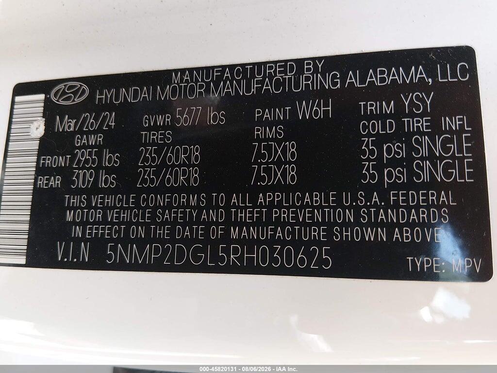 5NMP2DGL5RH030625 2024 HYUNDAI SANTA FE photo no. 9
