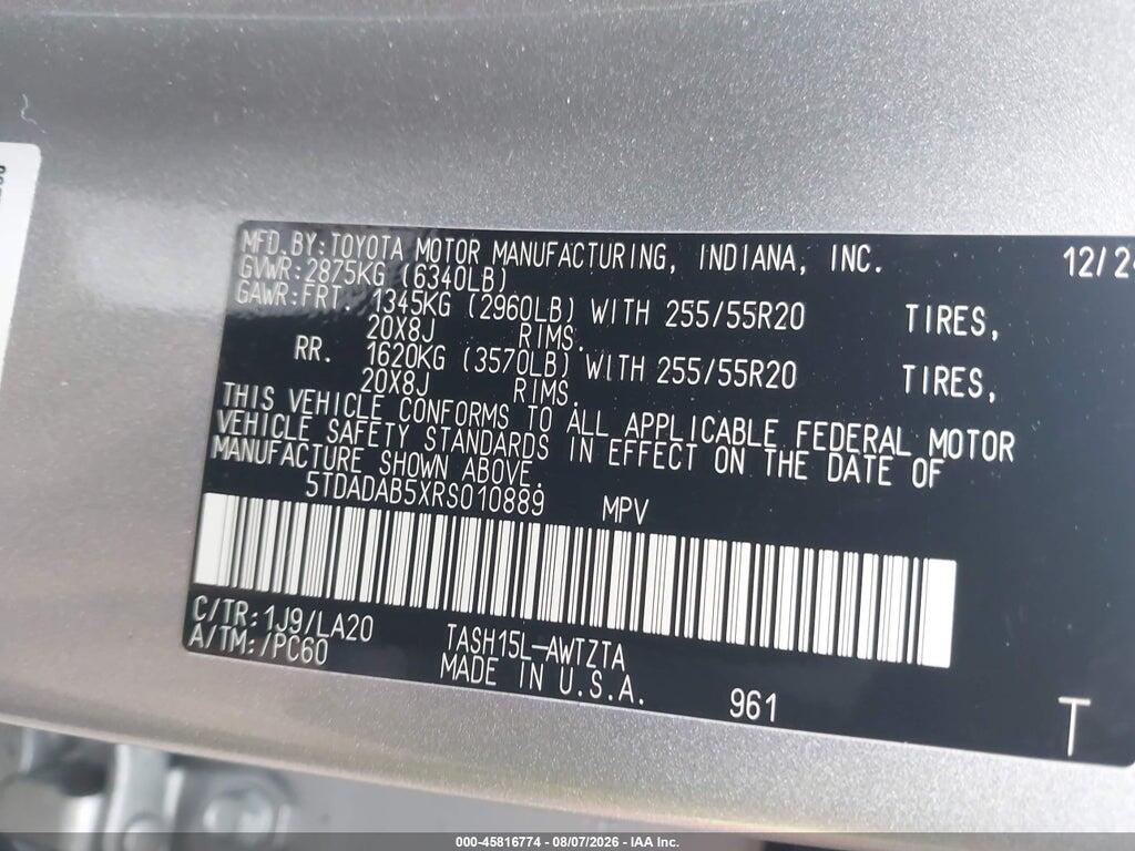 5TDADAB5XRS010889 2024 TOYOTA GRAND HIGHLANDER photo no. 9