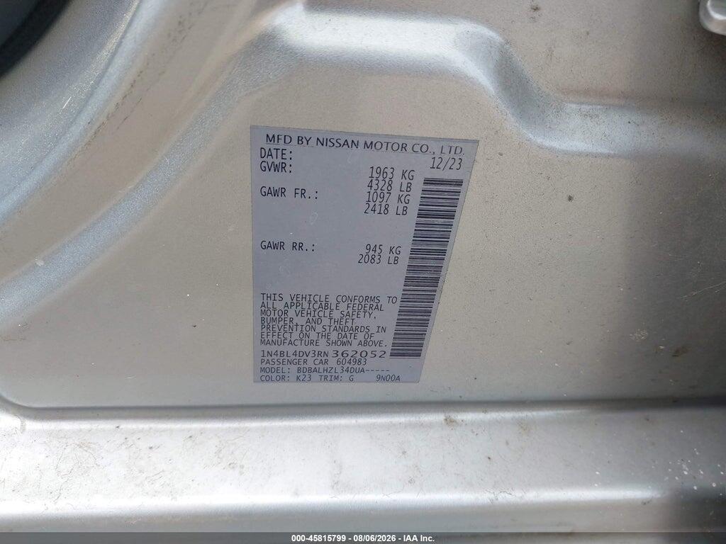 1N4BL4DV3RN362052 2024 NISSAN ALTIMA photo no. 9