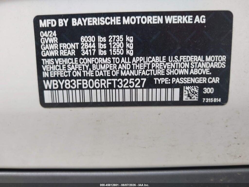 WBY83FB06RFT32527 2024 BMW I4 GRAN COUPE photo no. 9