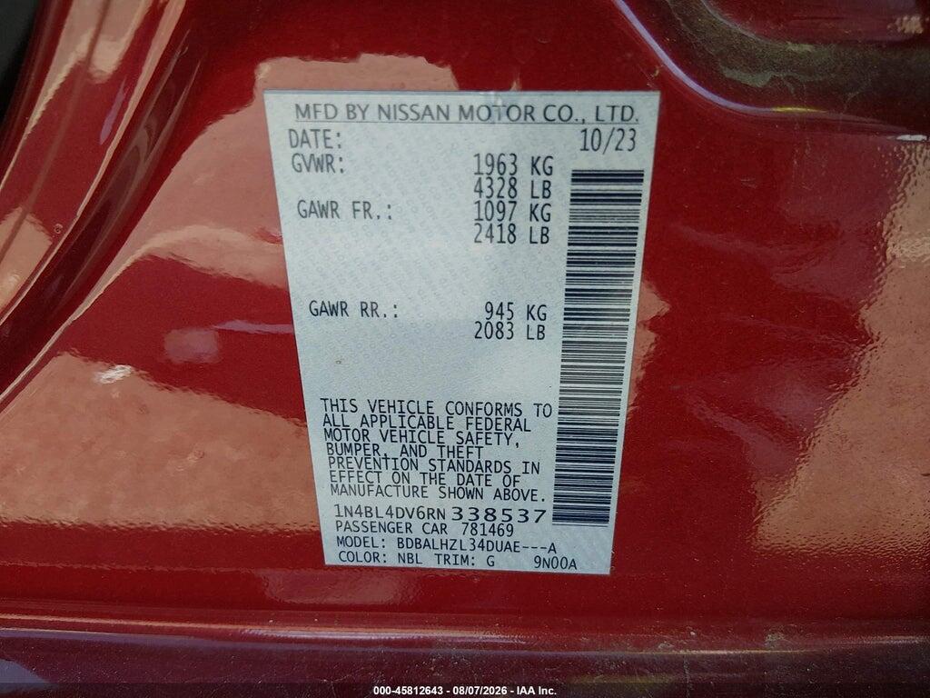 1N4BL4DV6RN338537 2024 NISSAN ALTIMA photo no. 9