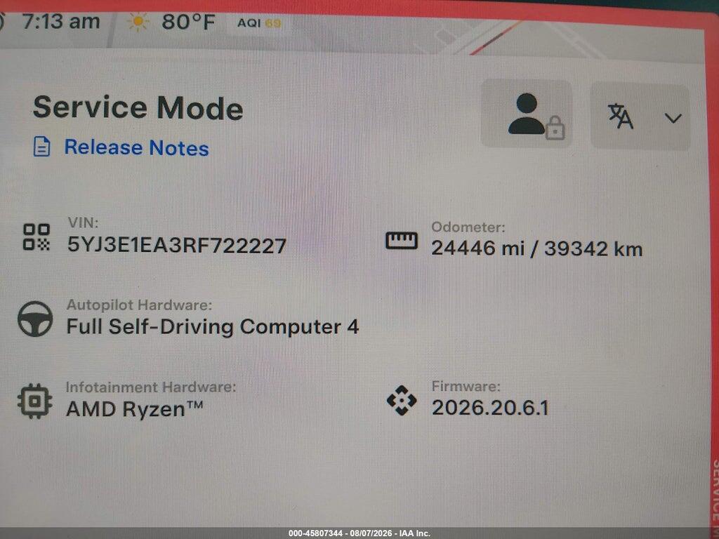 5YJ3E1EA3RF722227 2024 TESLA MODEL 3 photo no. 7