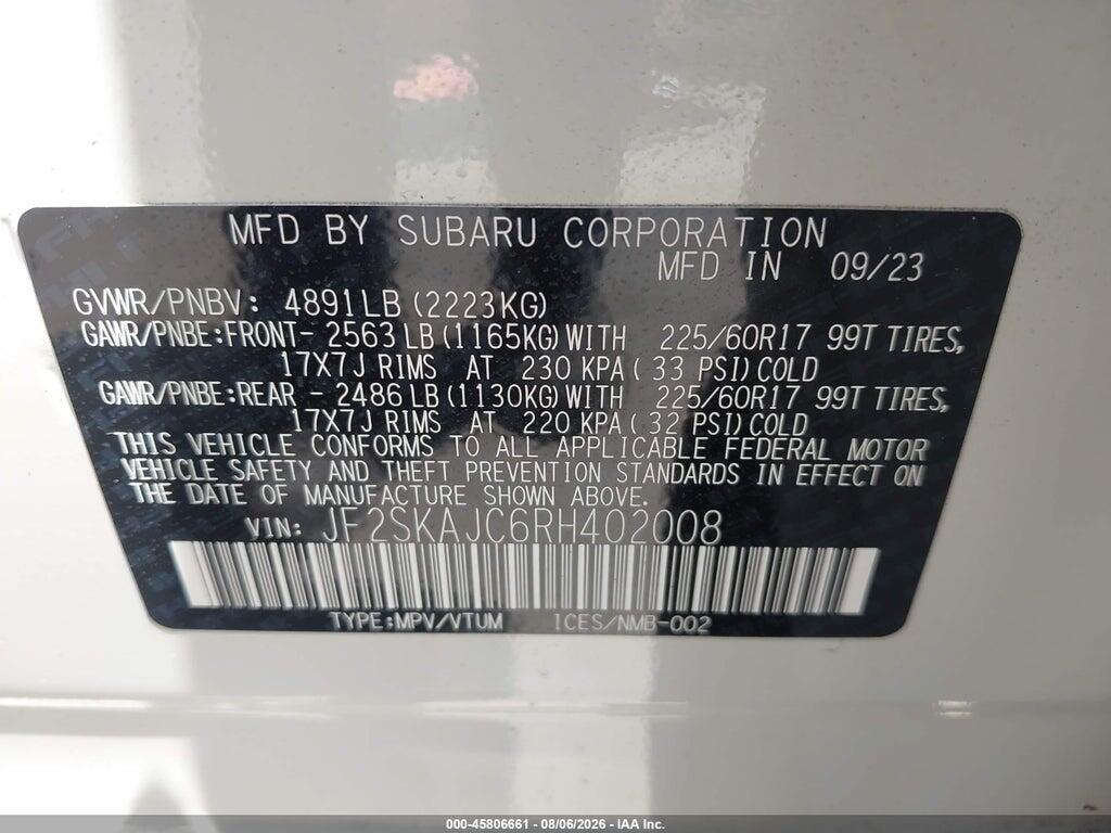 JF2SKAJC6RH402008 2024 SUBARU FORESTER photo no. 9