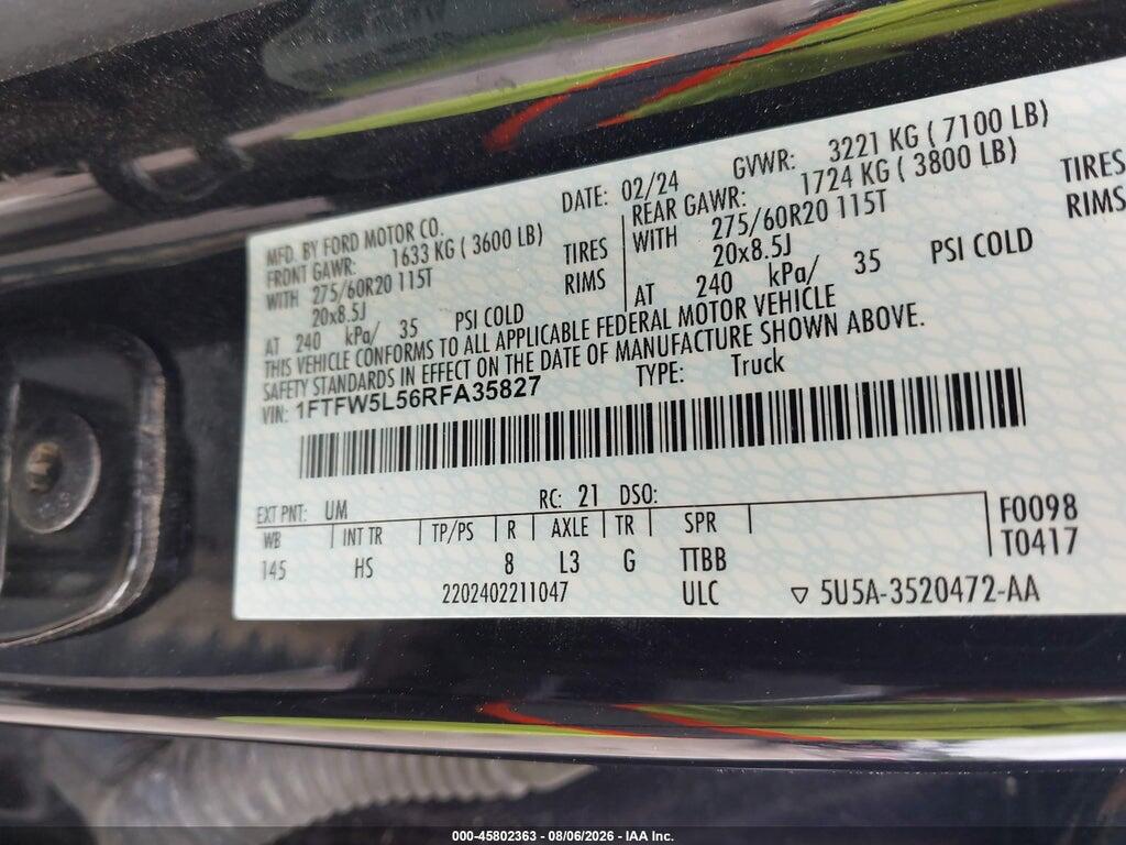 1FTFW5L56RFA35827 2024 FORD F-150 photo no. 9