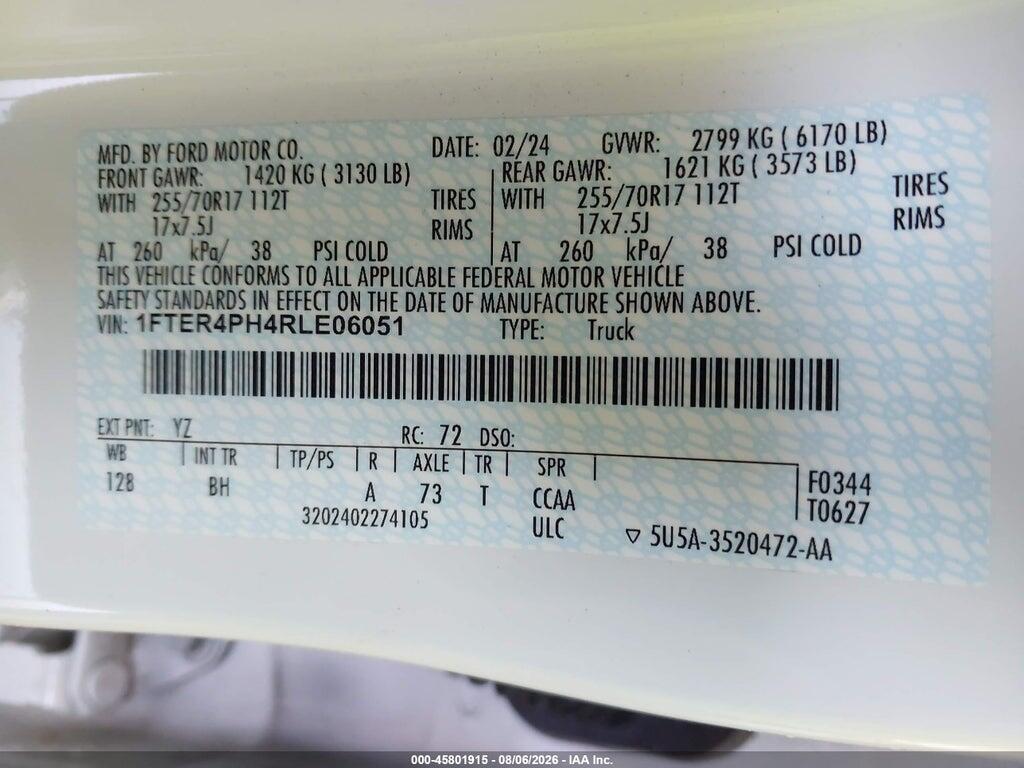 1FTER4PH4RLE06051 2024 FORD RANGER photo no. 9