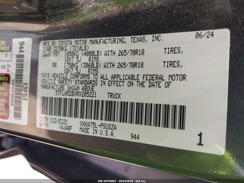 5TFLA5DBXRX205221 2024 TOYOTA TUNDRA photo no. 9