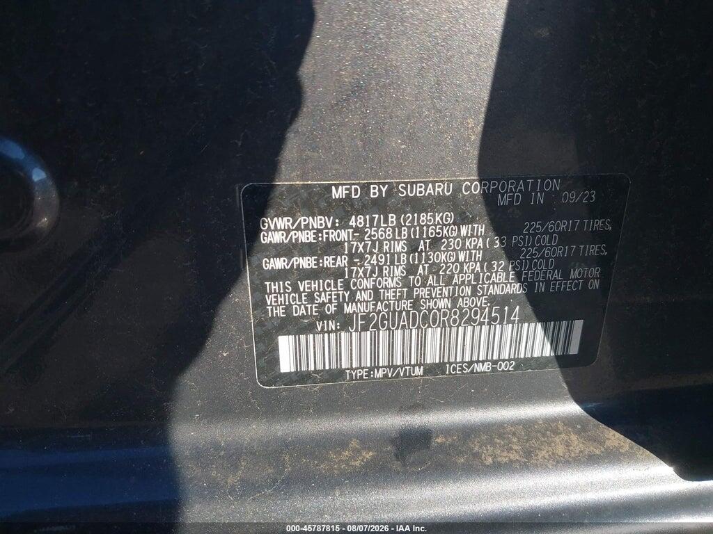 JF2GUADC0R8294514 2024 SUBARU CROSSTREK photo no. 9