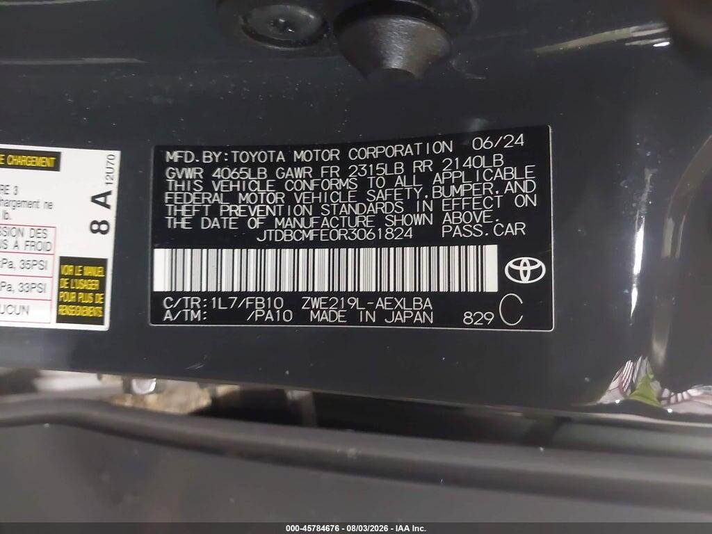 JTDBCMFE0R3061824 2024 TOYOTA COROLLA photo no. 9