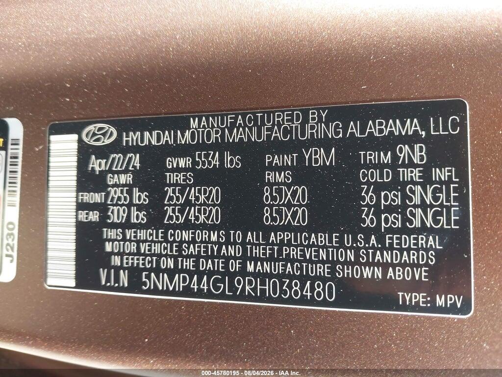 5NMP44GL9RH038480 2024 HYUNDAI SANTA FE photo no. 9