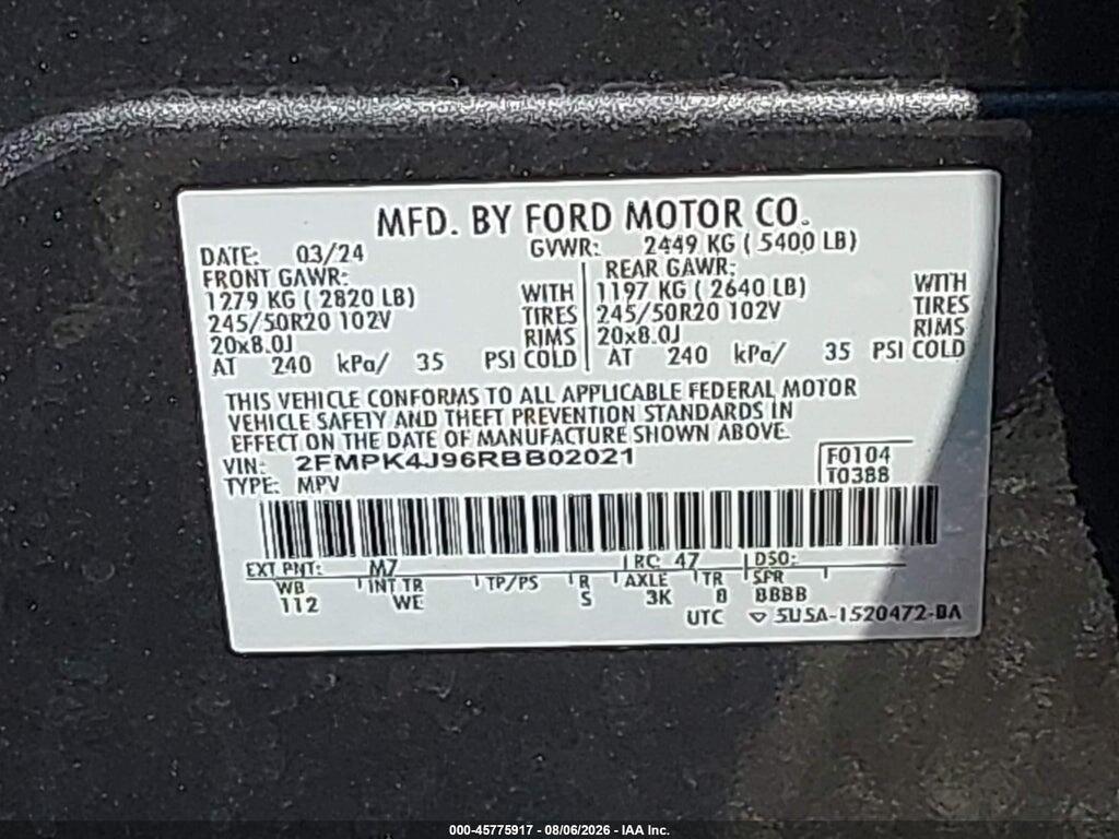 2FMPK4J96RBB02021 2024 FORD EDGE photo no. 9
