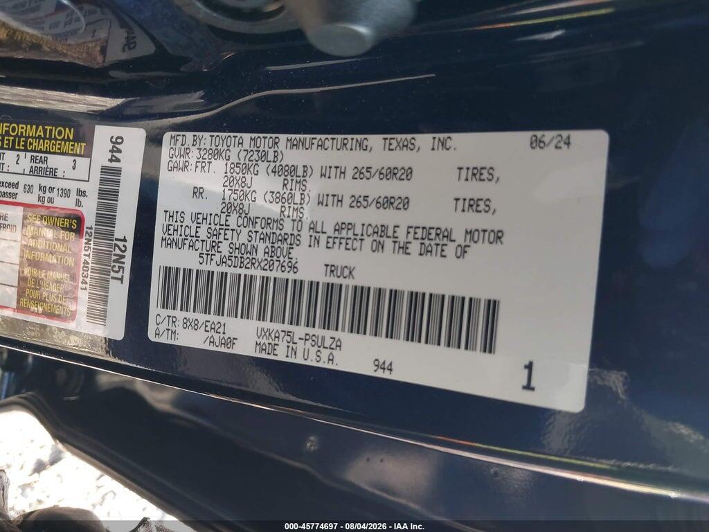 5TFJA5DB2RX207696 2024 TOYOTA TUNDRA photo no. 9