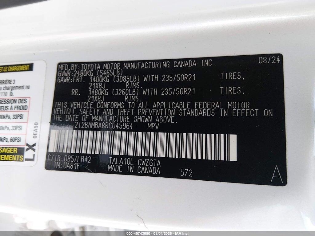 2T2BAMBA8RC045964 2024 LEXUS RX 350 photo no. 9