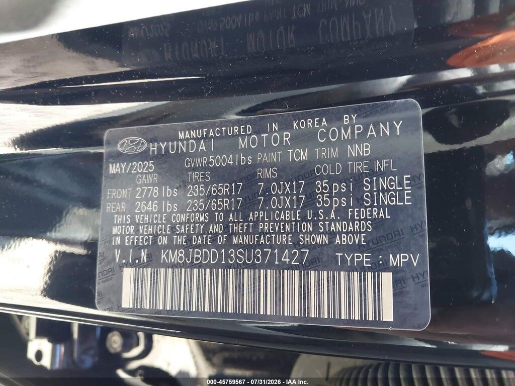 KM8JBDD13SU371427 2025 HYUNDAI TUCSON HYBRID photo no. 9