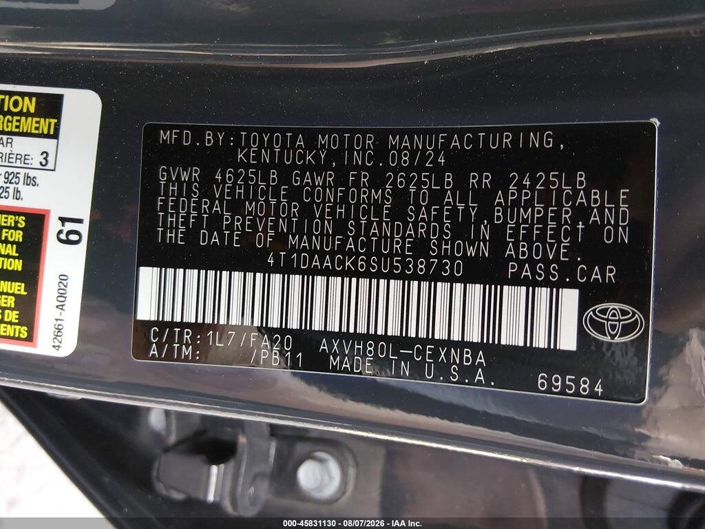4T1DAACK6SU538730 2025 TOYOTA CAMRY photo no. 9