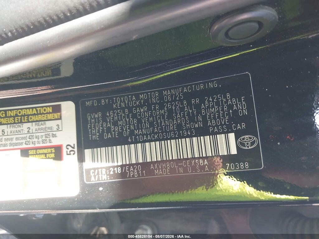 4T1DAACK0SU621943 2025 TOYOTA CAMRY photo no. 9