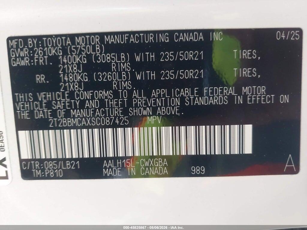 2T2BBMCAXSC087425 2025 LEXUS RX 350H photo no. 9