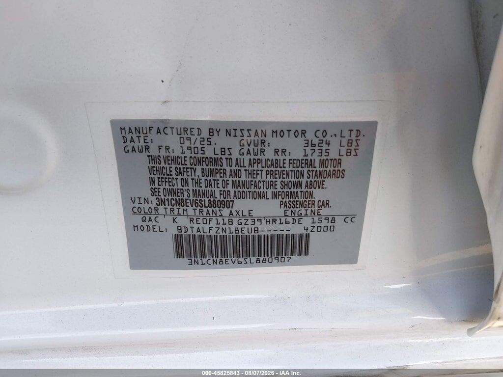3N1CN8EV6SL880907 2025 NISSAN VERSA photo no. 9
