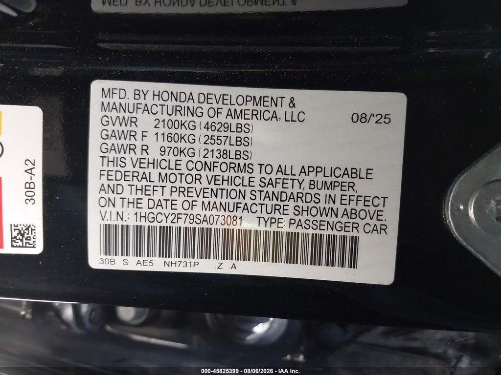 1HGCY2F79SA073081 2025 HONDA ACCORD HYBRID photo no. 9
