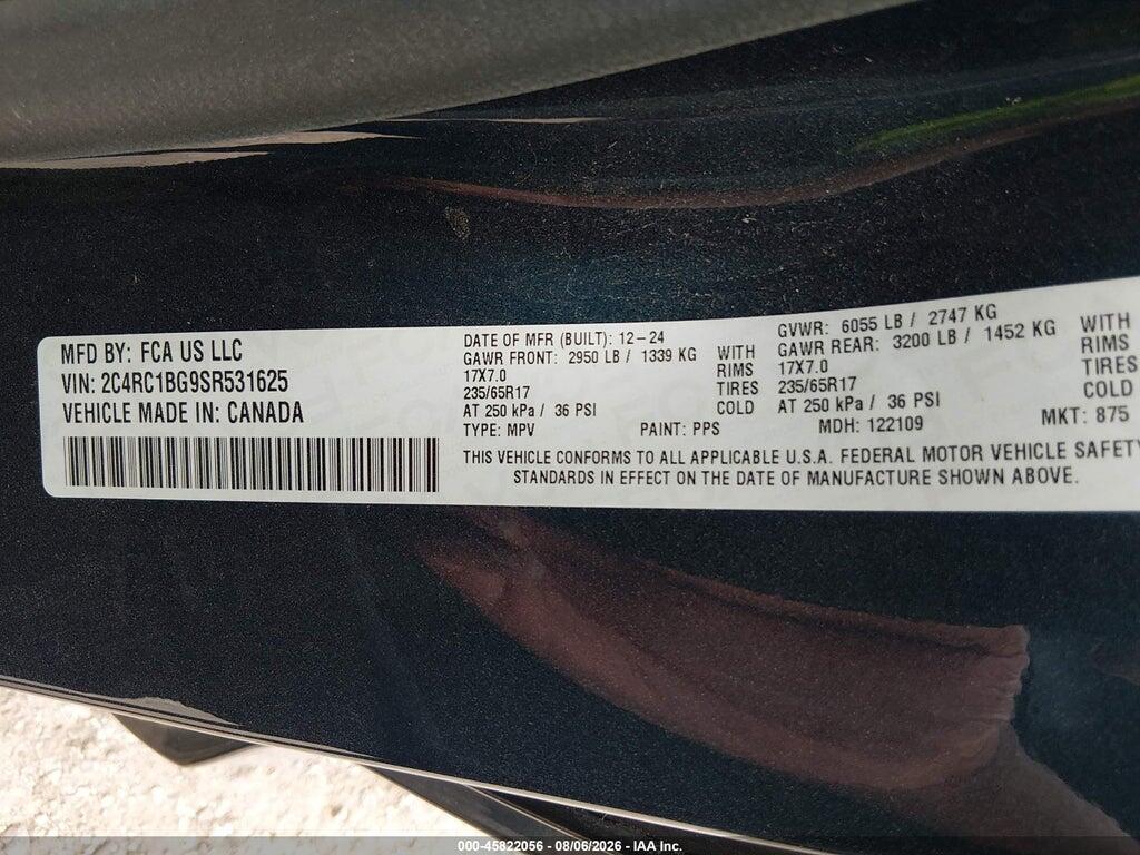 2C4RC1BG9SR531625 2025 CHRYSLER PACIFICA photo no. 9