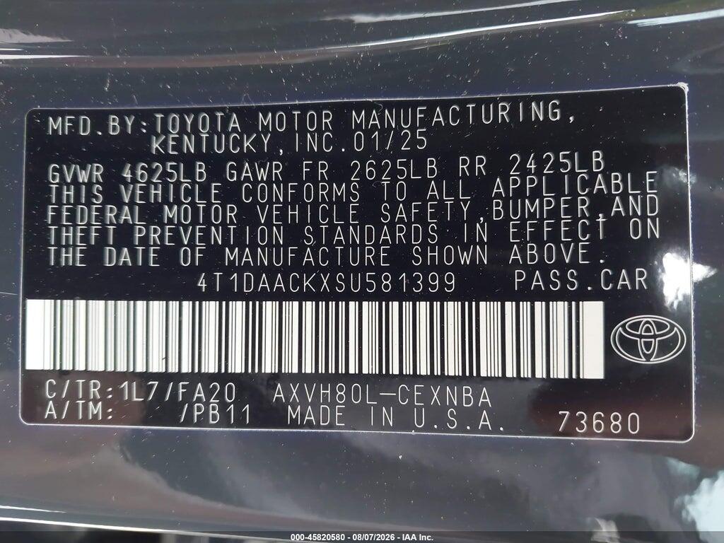 4T1DAACKXSU581399 2025 TOYOTA CAMRY photo no. 9