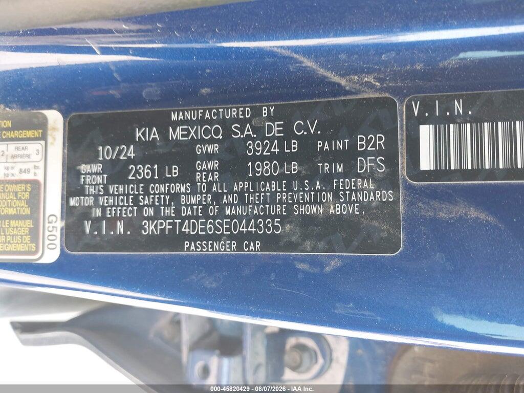 3KPFT4DE6SE044335 2025 KIA K4 photo no. 9