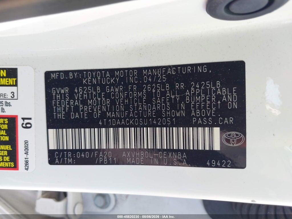4T1DAACK0SU142051 2025 TOYOTA CAMRY photo no. 9