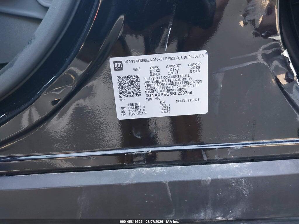 3GNAXPEG8SL299359 2025 CHEVROLET EQUINOX photo no. 9