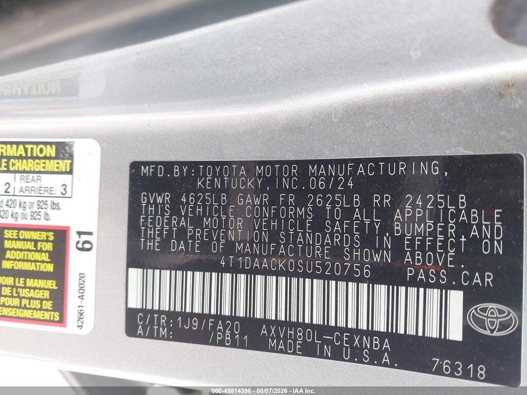 4T1DAACK0SU520756 2025 TOYOTA CAMRY photo no. 9