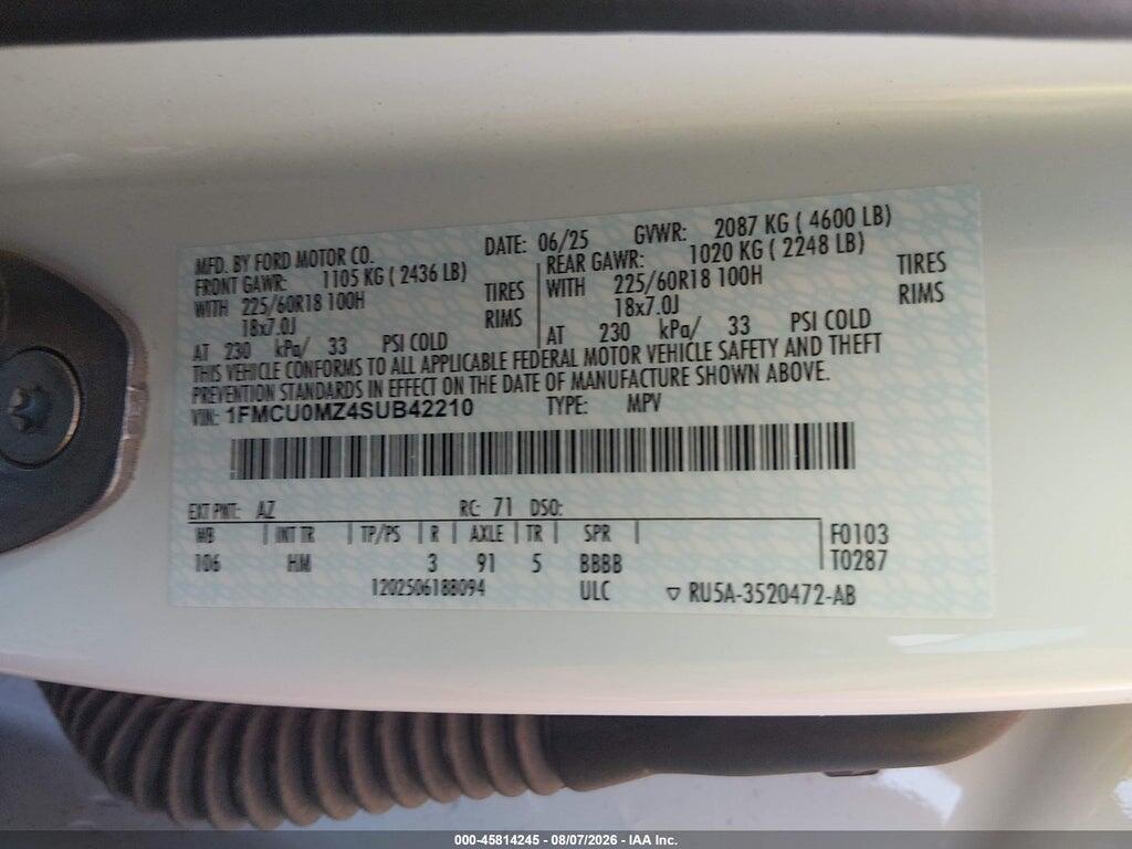 1FMCU0MZ4SUB42210 2025 FORD ESCAPE photo no. 9