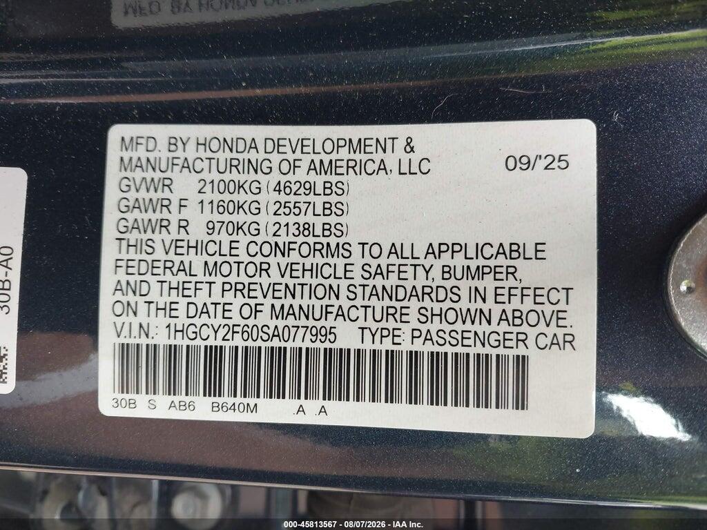 1HGCY2F60SA077995 2025 HONDA ACCORD HYBRID photo no. 9
