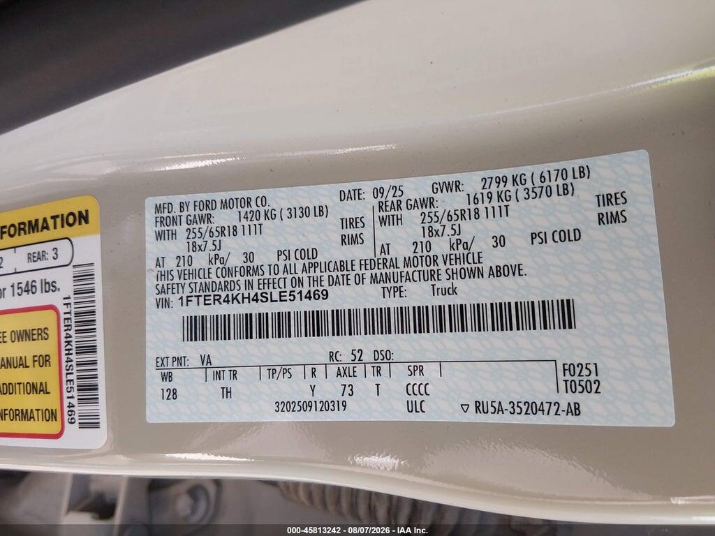1FTER4KH4SLE51469 2025 FORD RANGER photo no. 9