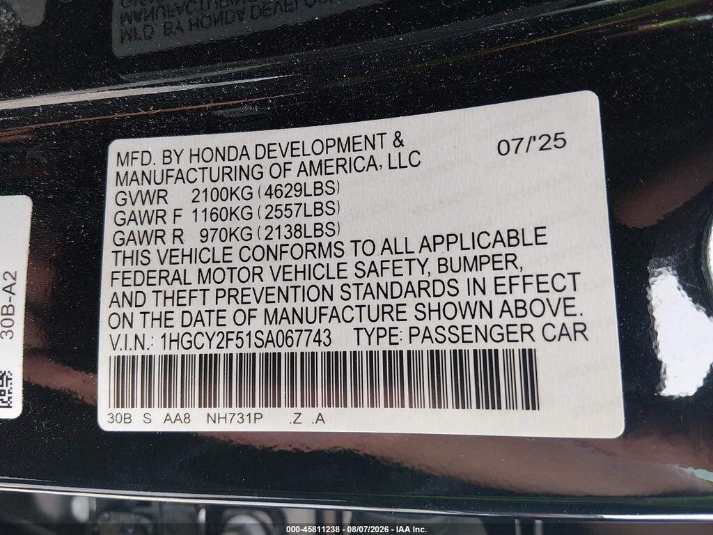 1HGCY2F51SA067743 2025 HONDA ACCORD HYBRID photo no. 9