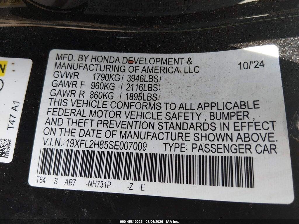 19XFL2H85SE007009 2025 HONDA CIVIC SEDAN photo no. 9