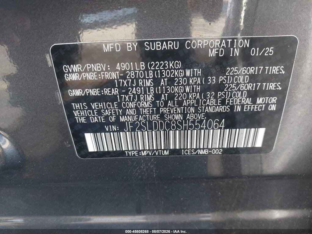 JF2SLDDC8SH554064 2025 SUBARU FORESTER photo no. 9